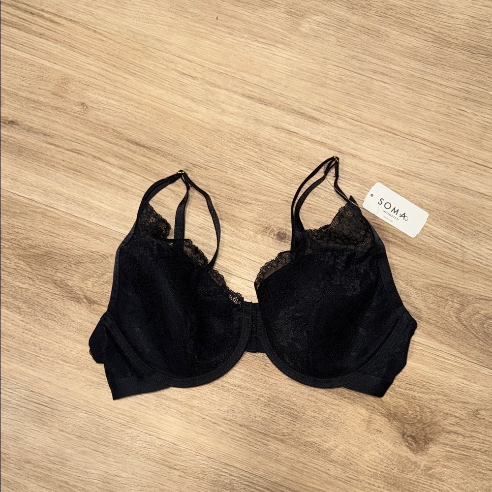 Soma Elegant Black latest lift lace plunge bra